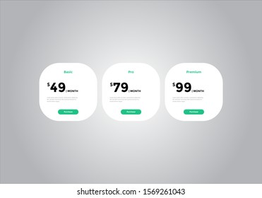Pricing table design, box, button, list for web. price list. mobile. Vector. EPS 10