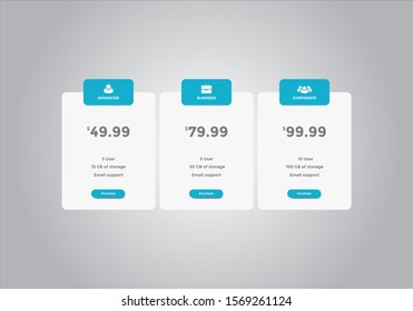 Pricing table design, box, button, list for web. price list. mobile. Vector. EPS 10