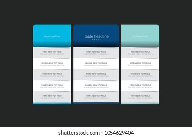 Pricing table design template for business. Vector.