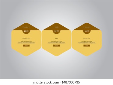 Pricing table design. vector. order, box, button, list for web. price. mobile.