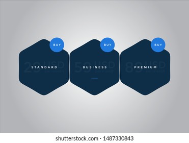 Pricing table design. vector. order, box, button, list for web. price. mobile.