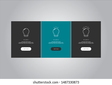 Pricing table design. vector. order, box, button, list for web. price. mobile.