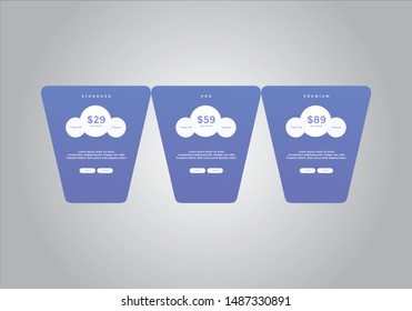 Pricing table design. vector. order, box, button, list for web. price. mobile.