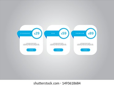 Pricing Table Design. Vector. Order, Box, Button, List For Web. Price. Mobile.