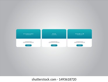 Pricing table design. vector. order, box, button, list for web. price. mobile.