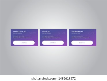 Pricing table design. vector. order, box, button, list for web. price. mobile.
