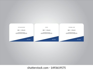 Pricing table design. vector. order, box, button, list for web. price. mobile.