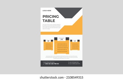 Pricing table flyer, The set of pricing plans, Comparing price or product plan chart compare products business flyer.