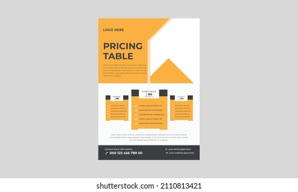 Pricing table flyer, The set of pricing plans, Comparing price or product plan chart compare products business flyer.
