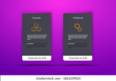 Pricing Table with Four Options Price comparison table. Art design modern banner list. Abstract concept graphic websites, applications element