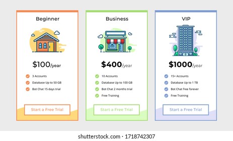 Pricing Table Illustration Concept, can be use for website, landing page, web, app, and banner.