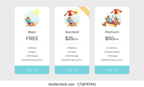 Concepto de Ilustración de vectores de tabla de precios, puede ser utilizado para sitios web, páginas de inicio, web, aplicaciones y banners.