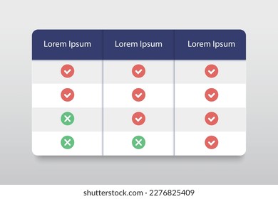 Pricing table infographic.Vector illustration for website, web page.