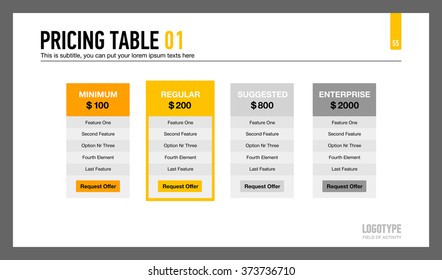 Pricing Table Presentation Slide