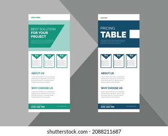 pricing table roll up banner design template. shop pricing table poster leaflet design template. cover, roll up banner, poster, print-ready