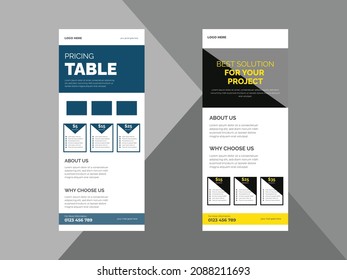 pricing table roll up banner design template. shop pricing table poster leaflet design template. cover, roll up banner, poster, print-ready