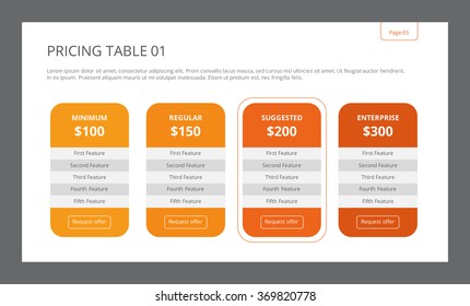 Pricing Table Template 1 Stock Vector (Royalty Free) 369820778