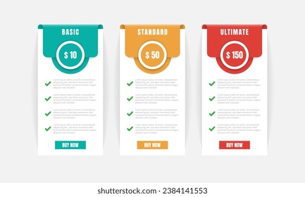 Pricing table template design. - Vector.