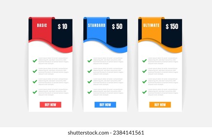 Pricing table template design. - Vector.