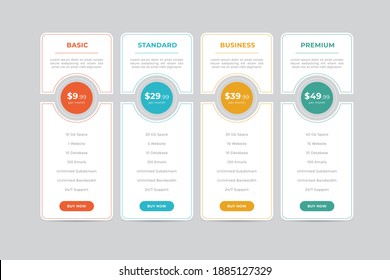 Pricing Table Template Vector Design