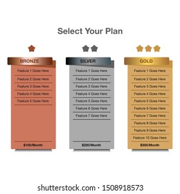 Pricing Table Templete Design. Vector EPS.
