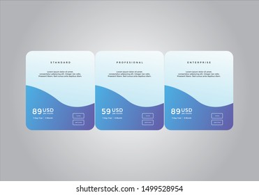 Pricing table  vector. order, box, button, list for web. price list. mobile.