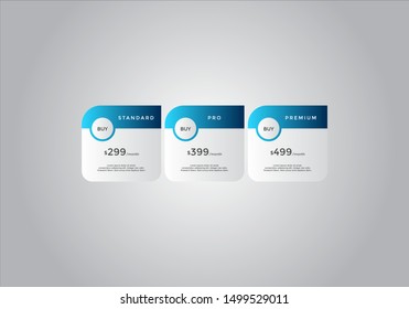 Pricing table  vector. order, box, button, list for web. price list. mobile.