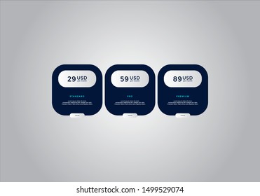 Pricing table  vector. order, box, button, list for web. price list. mobile.