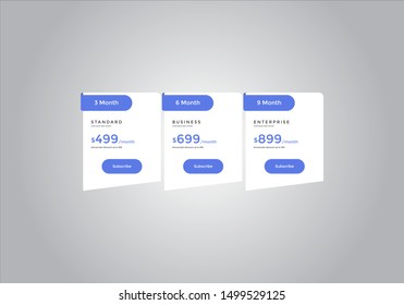 Pricing table  vector. order, box, button, list for web. price list. mobile.