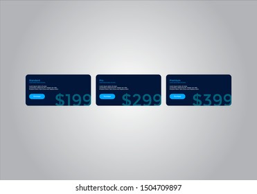 Pricing table  vector. order, box, button, list for web. price list. mobile.