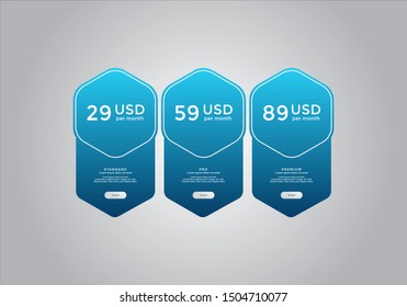 Pricing table  vector. order, box, button, list for web. price list. mobile.