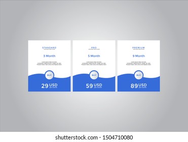 Pricing table  vector. order, box, button, list for web. price list. mobile.