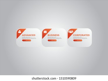 Pricing table  vector. order, box, button, list for web. price list. mobile.