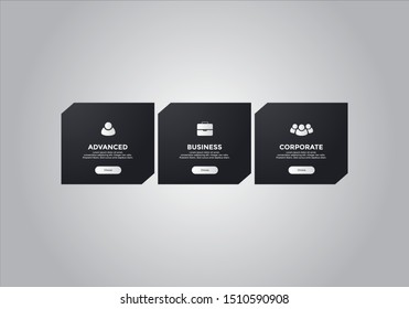 Pricing table  vector. order, box, button, list for web. price list. mobile.