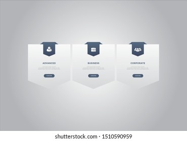 Pricing table  vector. order, box, button, list for web. price list. mobile.