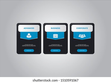 Pricing table  vector. order, box, button, list for web. price list. mobile.