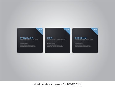 Pricing table  vector. order, box, button, list for web. price list. mobile.