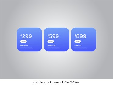 Pricing table  vector. order, box, button, list for web. price list. mobile.