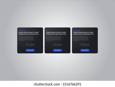 Pricing table  vector. order, box, button, list for web. price list. mobile.