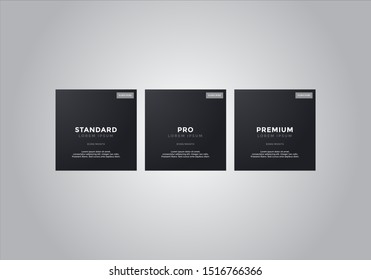 Pricing table  vector. order, box, button, list for web. price list. mobile.