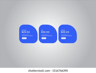 Pricing table  vector. order, box, button, list for web. price list. mobile.