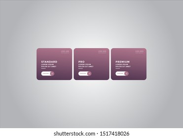 Pricing table  vector. order, box, button, list for web. price list. mobile.