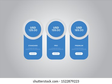 Pricing table  vector. order, box, button, list for web. price list. mobile.