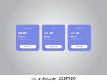 Pricing table  vector. order, box, button, list for web. price list. mobile.