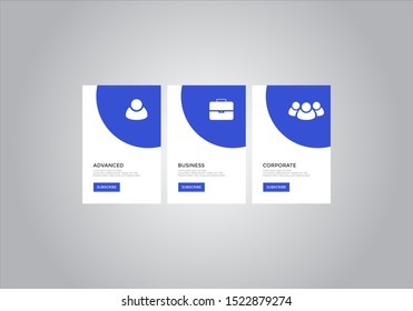 Pricing table  vector. order, box, button, list for web. price list. mobile.