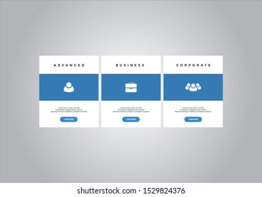 Pricing table  vector. order, box, button, list for web. price list. mobile.