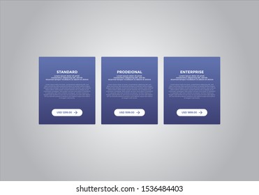 Pricing table vector. order, box, button, list for web. price list. mobile.