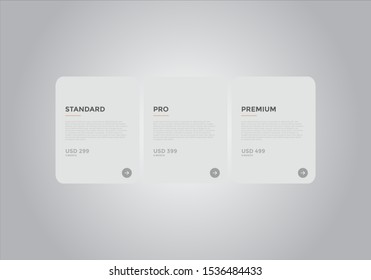 Pricing table vector. order, box, button, list for web. price list. mobile.