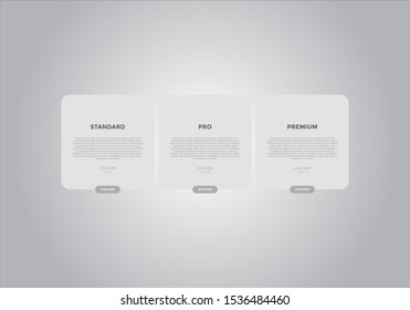 Pricing table vector. order, box, button, list for web. price list. mobile.