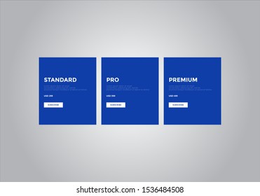 Pricing table vector. order, box, button, list for web. price list. mobile.